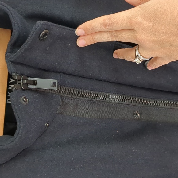 DKNY Men's Mid Length Stadium Wool Blend Coat In Navy Blue Size XL - Picture 6 of 16